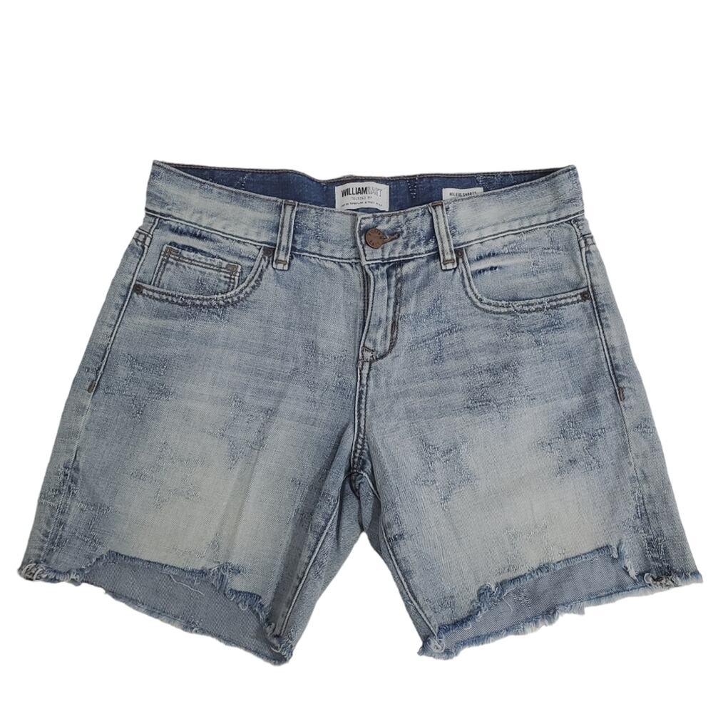 William Rast | Distressed Star Pattern Bermuda Walking  Denim Shorts